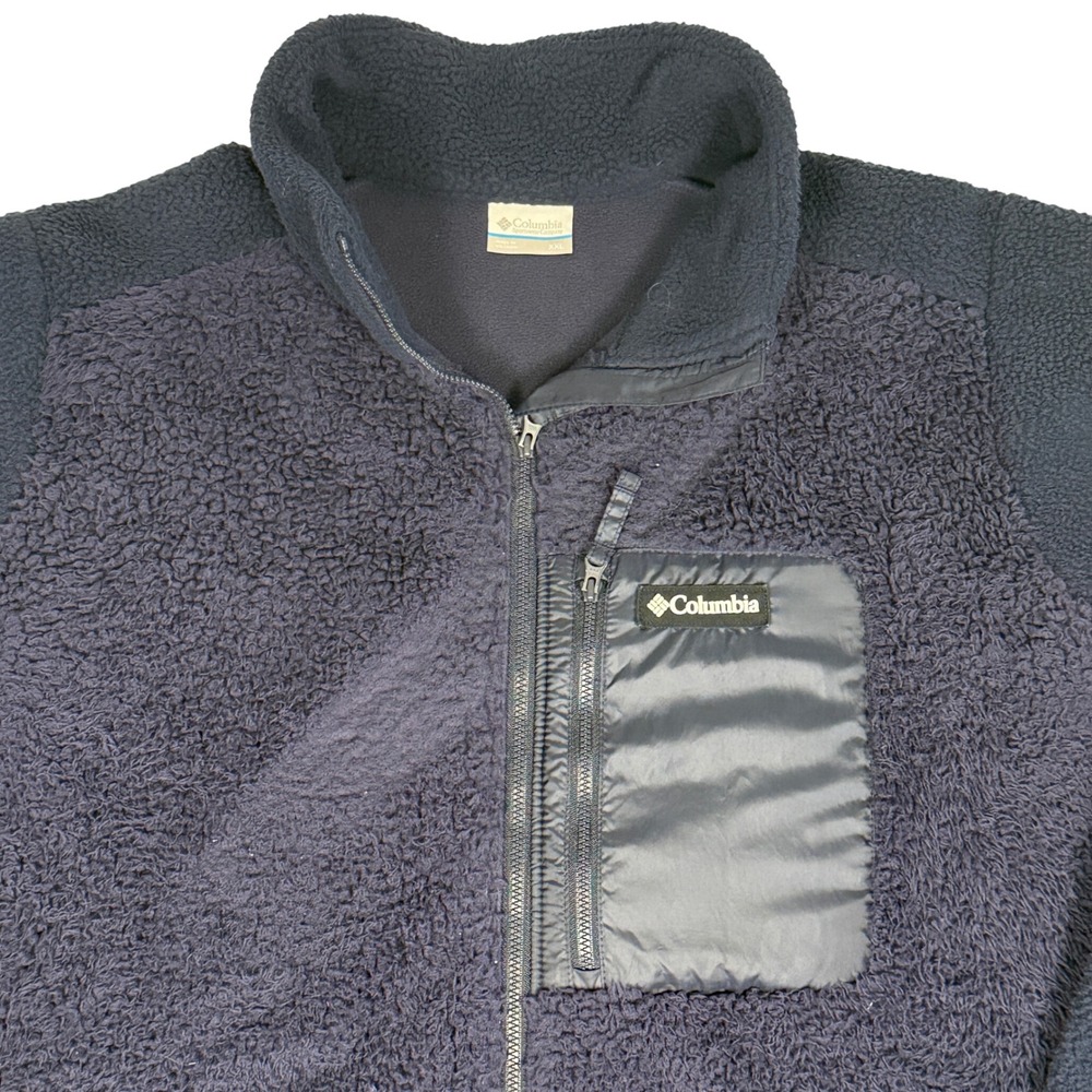 Columbia Mens XXL‎ Full Zip Fleece Jacket Outdoor Hiking Blue